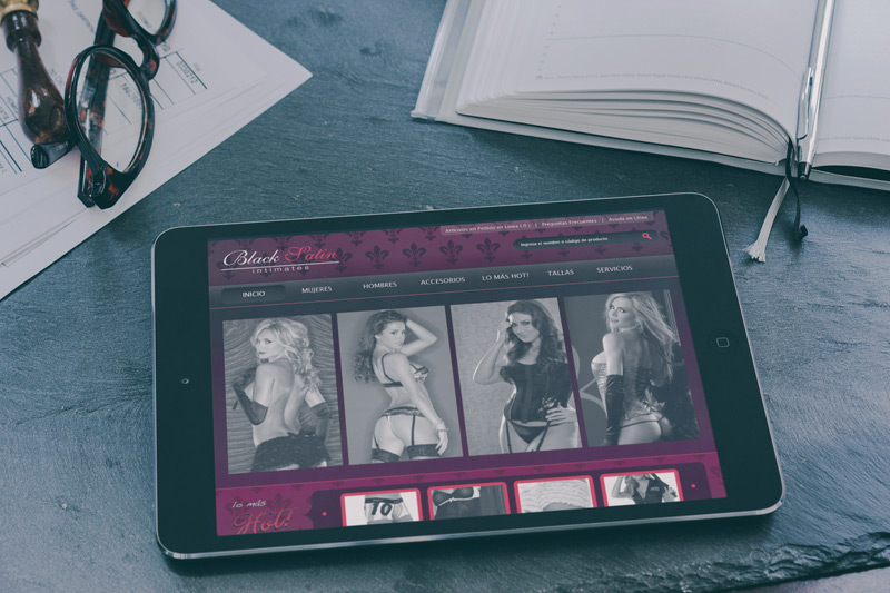 Black Satin Lenceria para mujeres Sitio Web, E-Commerce, Diseño Web, Desarrollo Web, Carrito de Compras en Línea